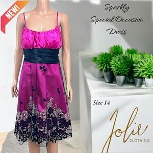 NEW Jolie Pink and Black Sparkly Special Occasion Dress